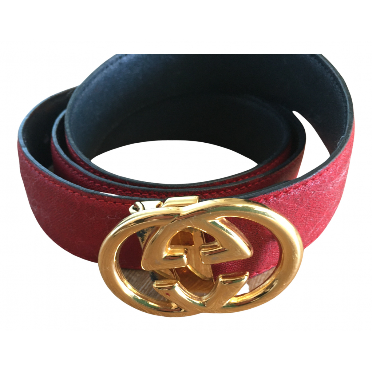Gg buckle leather belt Gucci Red size 